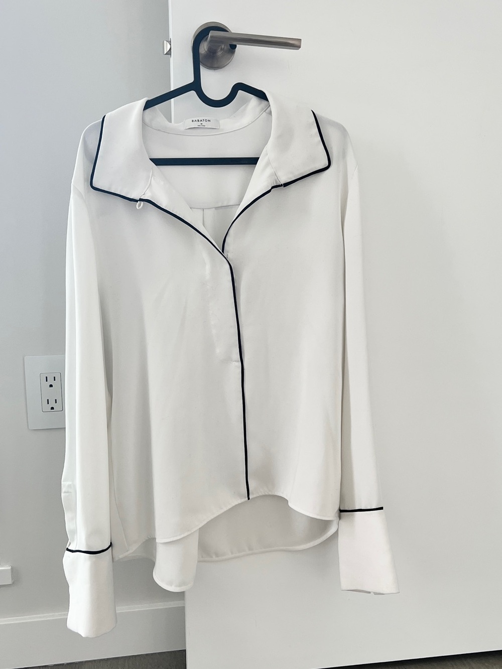 Babaton White Crewneck Blouse